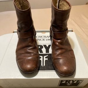Frye booties, brown leather, US 10